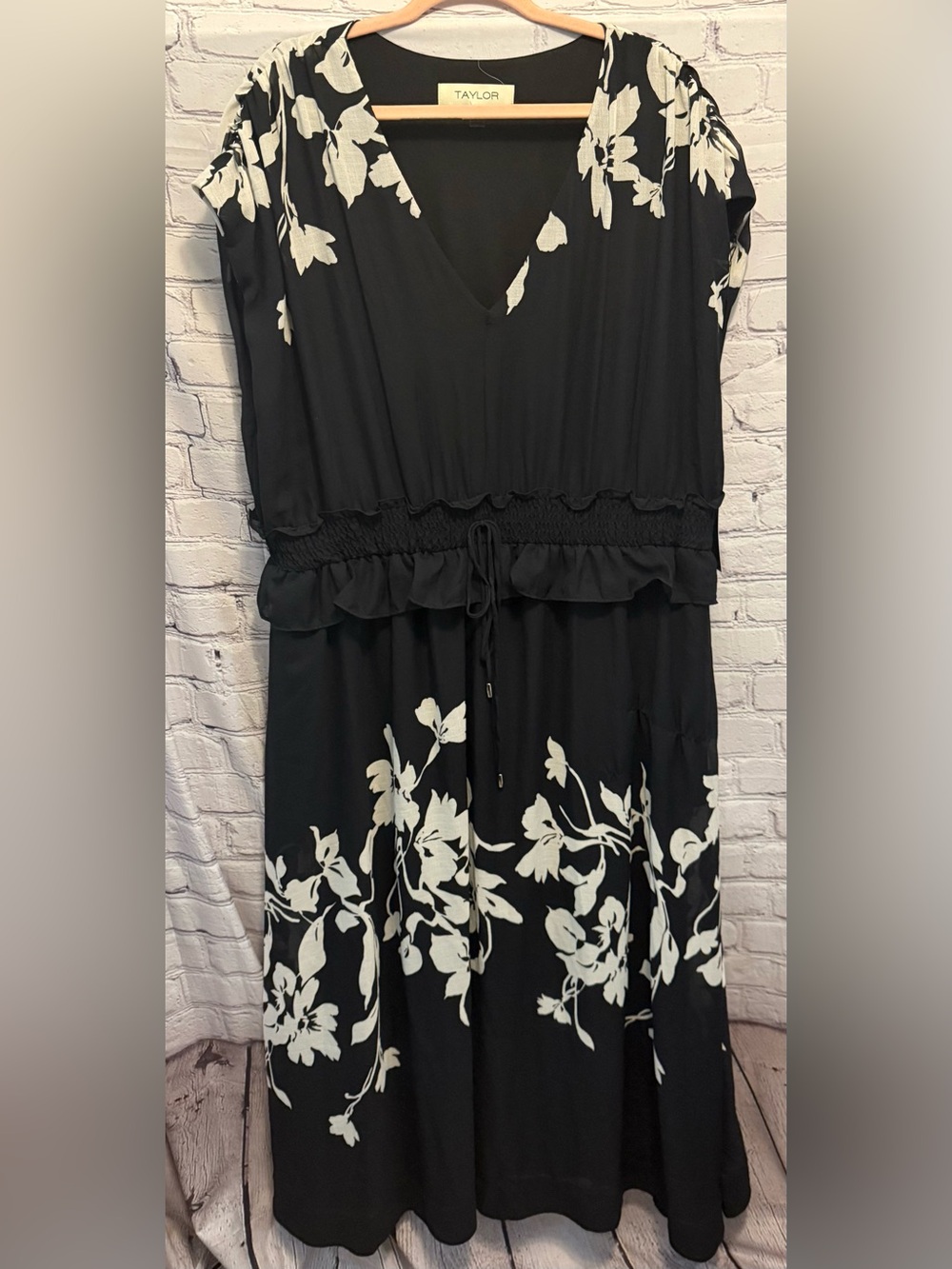 Taylor Black Maxi Dress with White Floral Print